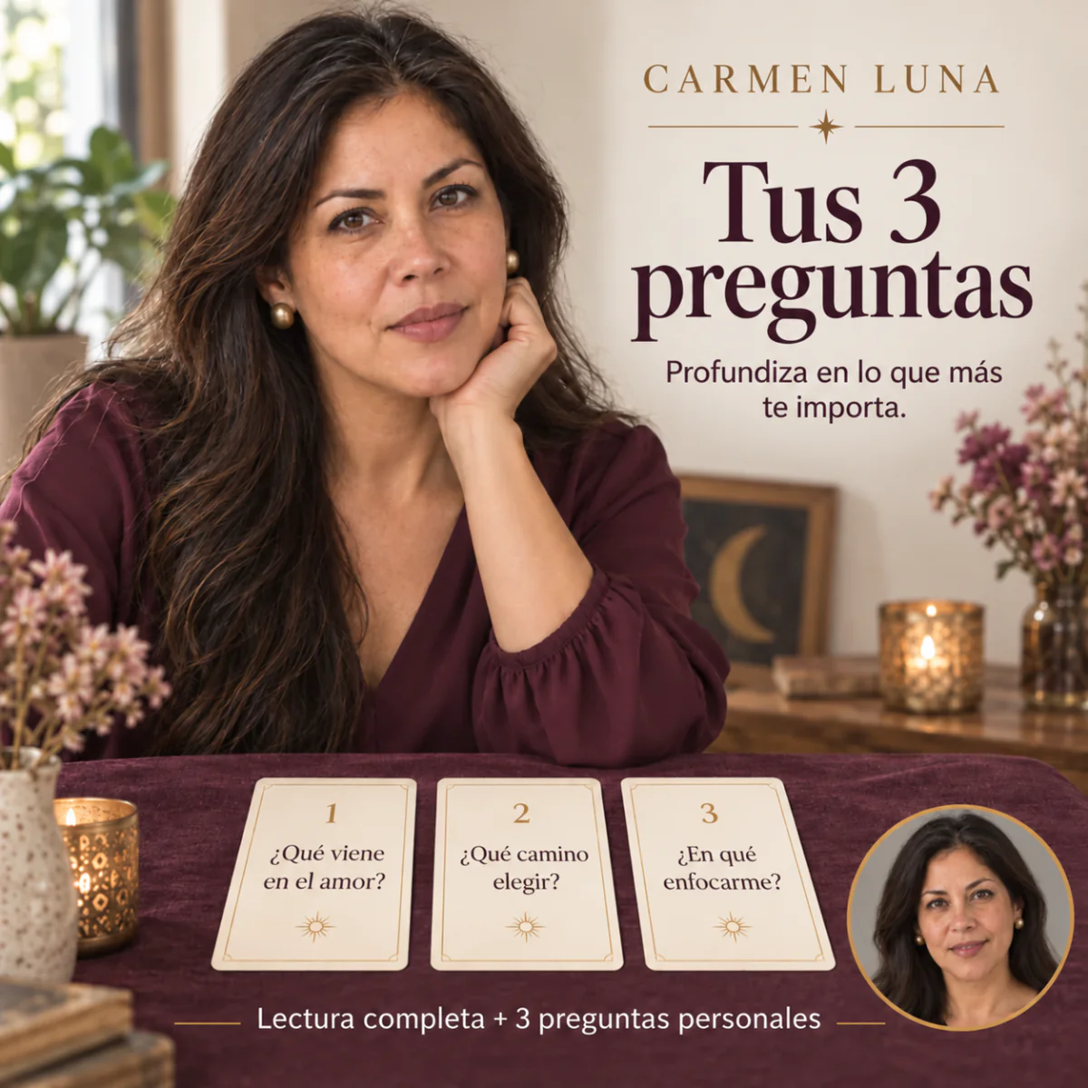 Profundiza. Haz tus 3 preguntas: ¿Qué viene en el amor? ¿Qué camino es el mío? ¿En qué debo centrarme?